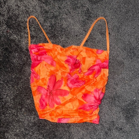 Tops - Floral Orange and Pink Women's Top